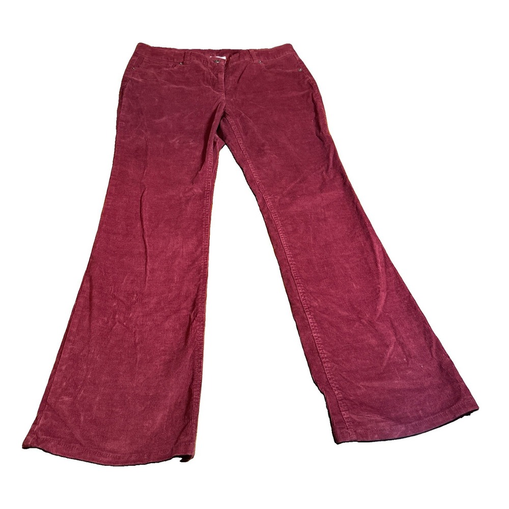 VTG Liz Claiborne Womens 12 Burgundy Corduroy Flare Pants Stretch Y2K